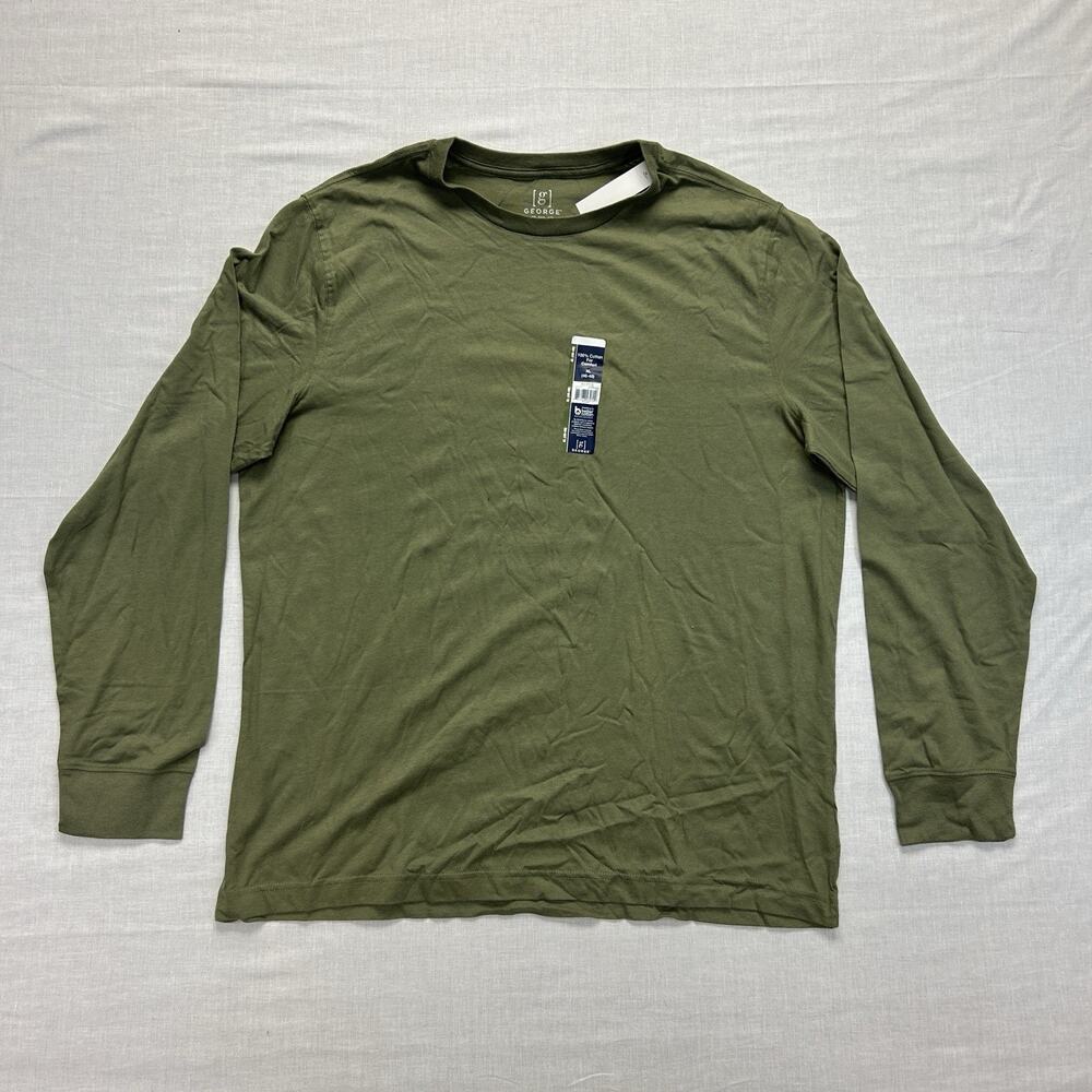 George NEW Long Sleeve Crew Tee Shirt Men's XL Green Artichoke Casual Top NWT